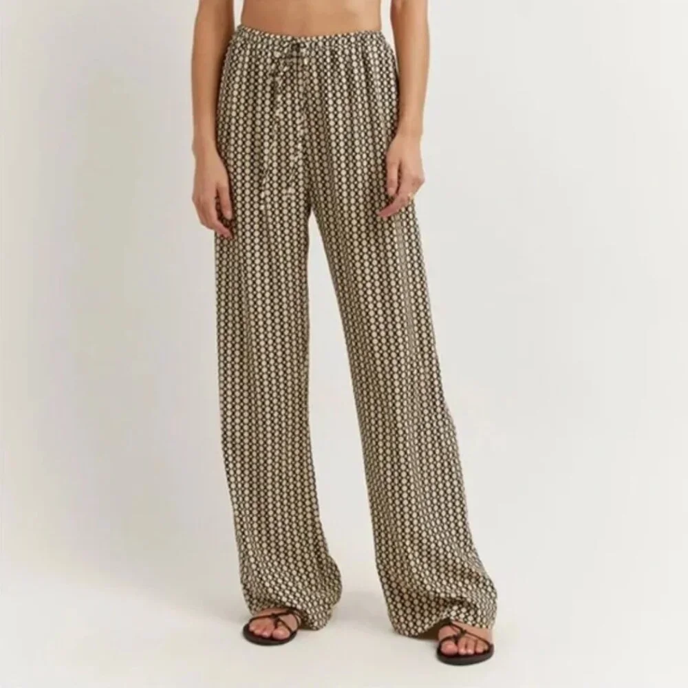 DISSH Marlow Beige Geo Drawstring pants sz 4 - Picture 1 of 4
